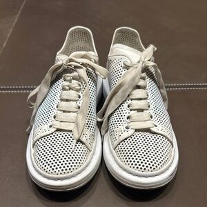 White Mesh Lace-Up Sneakers